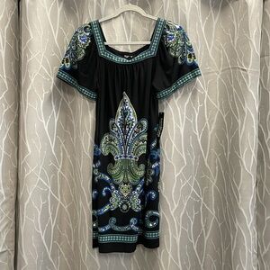 Signature London Style Vibrant Paisley Patterned Dress Size M NWT